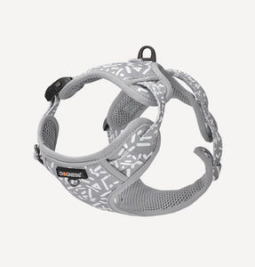 DOGNESS Printing Dog Harness Reflective No-Pull Adjustable Vest for Walking, Training, Breathable