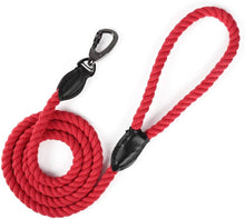 Load image into Gallery viewer, DOGNESS Cotton Rope Dog Leash, with Adjustable Soft Leather Strap