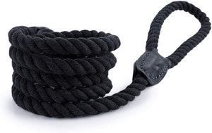 DOGNESS Cotton Rope Dog Leash, with Adjustable Soft Leather Strap
