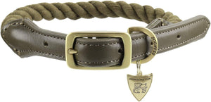DOGNESS Cotton Rope Dog Collar, with Adjustable Soft Leather Strap