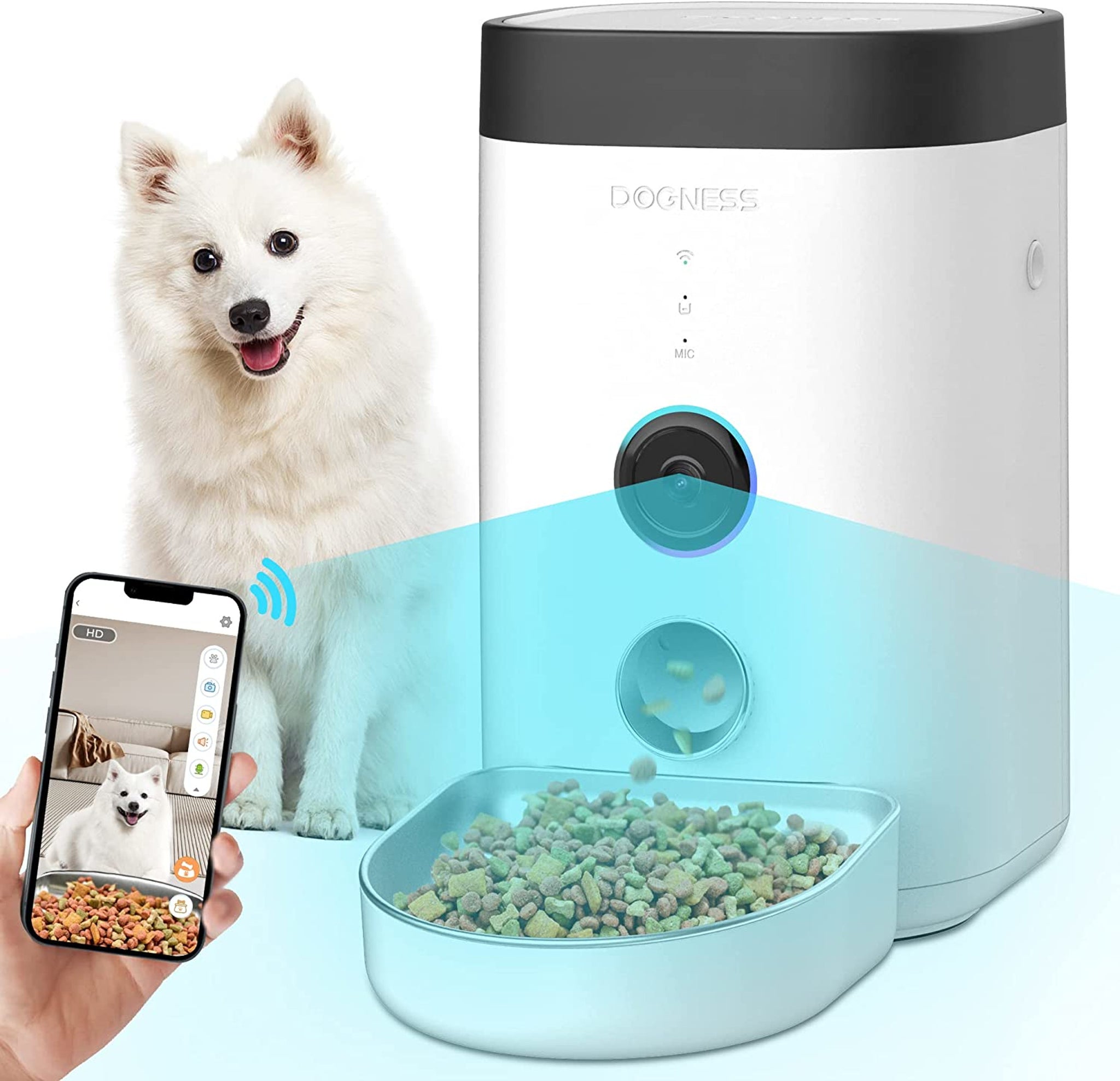 DOGNESS Automatic Wide View Smart Camera Dog Cat Feeder - 4L Large Cap