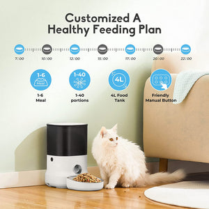 DOGNESS 4L Automatic Pet Feeder Cube Programmable Easy Portion Control Voice Recording Battery and Plug-in Power